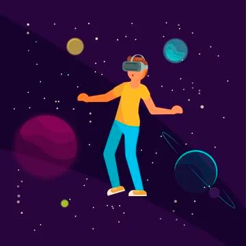 Virtual reality game concept vector illustration Stock Illustration