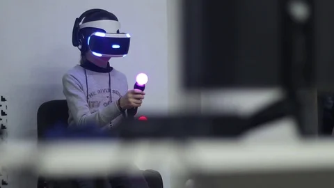 In virtual reality game Stock Footage 81789861