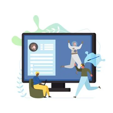 Virtual reality games, vector flat style design illustration Illustrazione stock