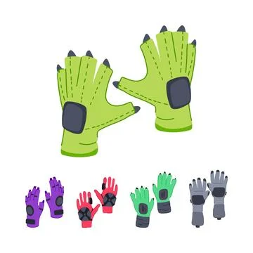 Virtual reality gaming gloves vector illustration set Illustrazione stock
