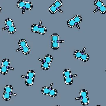 Virtual reality gear cyberpunk vector seamless pattern 스톡 일러스트
