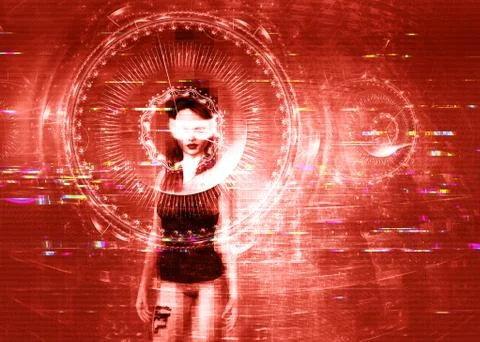 Virtual reality girl Stock Illustration
