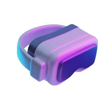 Virtual reality glasses 3D plastic style vector icon, video game interactive vr Stock Illustration