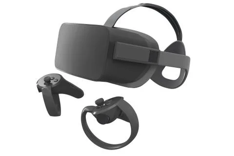 Virtual reality glasses and controllers for online gaming isolated on white Illustrazione stock