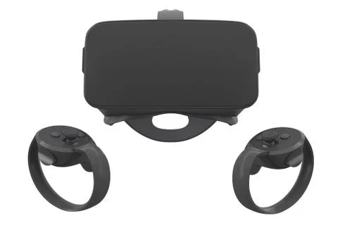 Virtual reality glasses and controllers for online gaming isolated on white Illustrazione stock