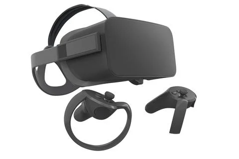 Virtual reality glasses and controllers for online gaming isolated on white Stock Illustration