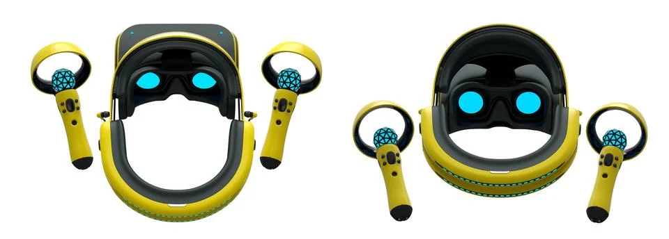 Virtual reality glasses and headset with controllers isolated on white backgr Stock Illustration