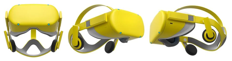 Virtual reality glasses and headset isolated on white background with clipping Stock Illustration