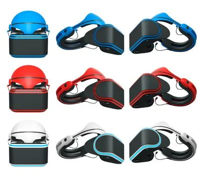 Virtual reality glasses and headset isolated on white background with clipping Stock Illustration