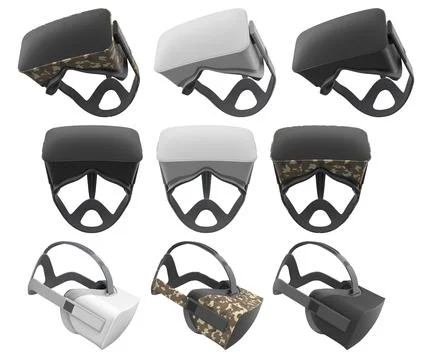 Virtual reality glasses and headset isolated on white background with clipping Illustrazione stock
