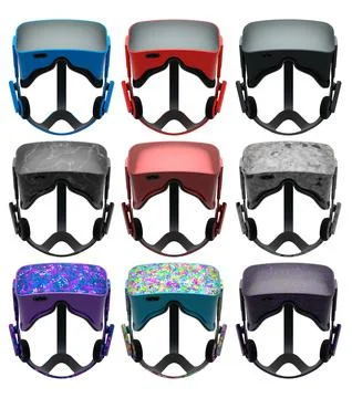 Virtual reality glasses and headset isolated on white background with clipping Stock Illustration