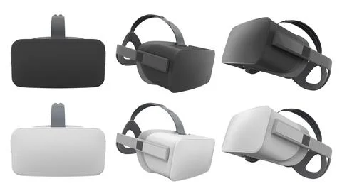 Virtual reality glasses and headset isolated on white background with clippin Stock Illustration