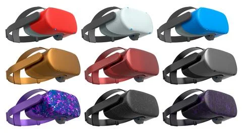 Virtual reality glasses and headset isolated on white background with clipping Stock Illustration