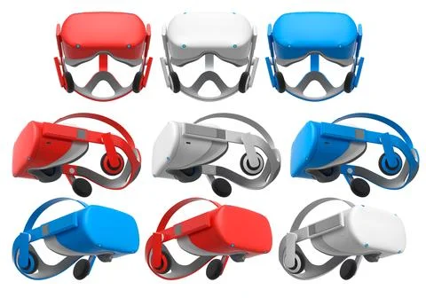 Virtual reality glasses and headset isolated on white background with clippin Stock Illustration