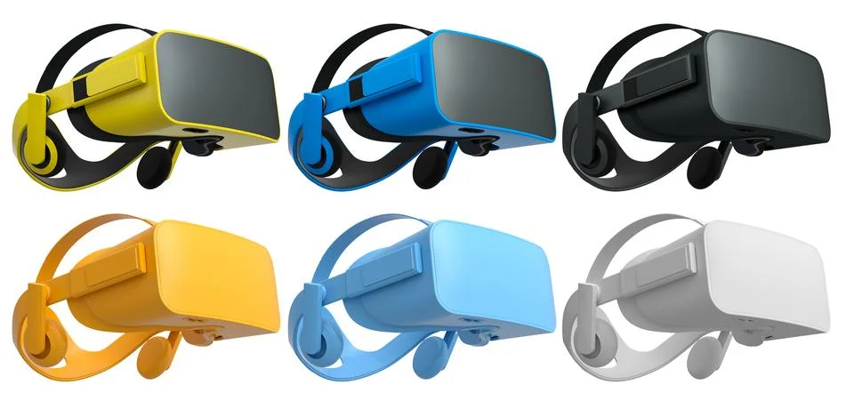 Virtual reality glasses and headset isolated on white background with clippin Stock Illustration