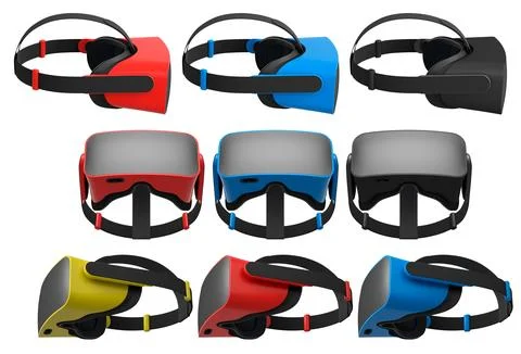 Virtual reality glasses and headset isolated on white background with clippin Stock Illustration