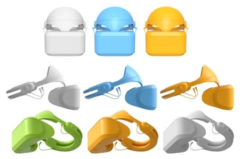 Virtual reality glasses and headset isolated on white background with clippin Stock Illustration