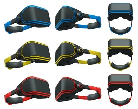 Virtual reality glasses and headset isolated on white background with clippin Stock Illustration