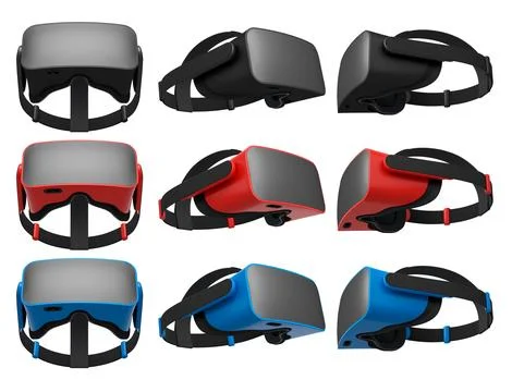 Virtual reality glasses and headset isolated on white background with clippin Stock Illustration