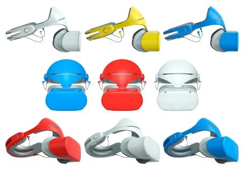 Virtual reality glasses and headset isolated on white background with clippin Stock Illustration