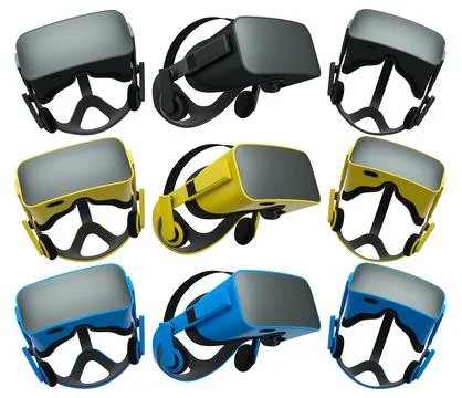 Virtual reality glasses and headset isolated on white background with clippin Stock Illustration
