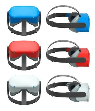 Virtual reality glasses and headset isolated on white background with clippin Stock Illustration