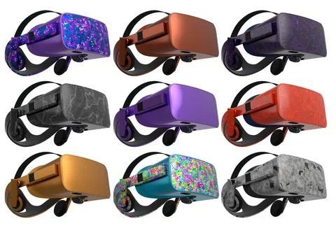 Virtual reality glasses and headset isolated on white background with clippin Stock Photos