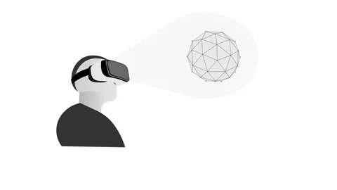 Virtual reality glasses. Animation high-tech. Cartoon Stock Footage 122361611