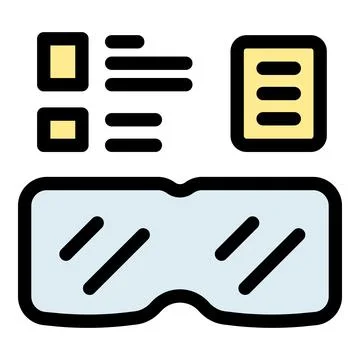 Virtual reality glasses displaying interactive menu and settings options Stock Illustration