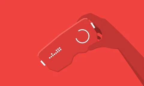 Virtual reality glasses in hand, isolated on background. Metaverse concept Stock Illustration
