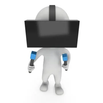 Virtual reality glasses headset and small people 스톡 일러스트