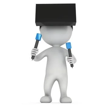 Virtual reality glasses headset and small people Illustrazione stock