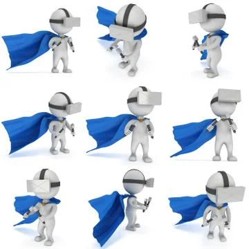 Virtual reality glasses headset and superhero Stock Illustration