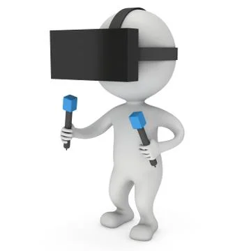 Virtual reality glasses headset and small people 스톡 일러스트
