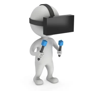Virtual reality glasses headset and small people 스톡 일러스트