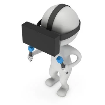 Virtual reality glasses headset and small people Illustrazione stock