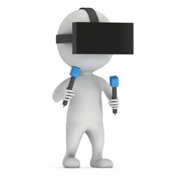 Virtual reality glasses headset and small people Illustrazione stock