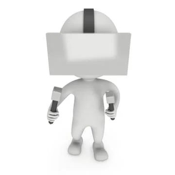 Virtual reality glasses headset and small people 스톡 일러스트