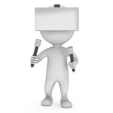 Virtual reality glasses headset and small people 스톡 일러스트