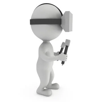 Virtual reality glasses headset and small people Illustrazione stock