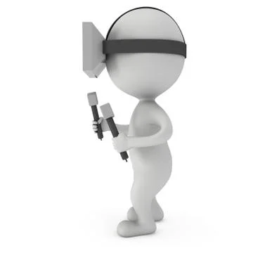 Virtual reality glasses headset and small people 스톡 일러스트