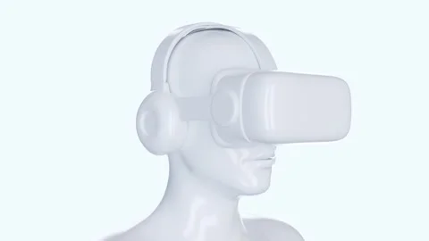 Virtual reality glasses on human head. Stock Footage 258660395