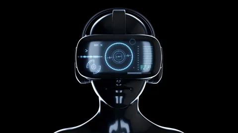 Virtual reality glasses on human head. Stock Footage 258660616