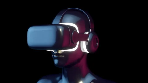 Virtual reality glasses on human head. Stock Footage 258661286