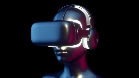 Virtual reality glasses on human head. Stock Footage 258661288