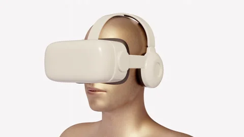 Virtual reality glasses on human head. Stock Footage 258661394