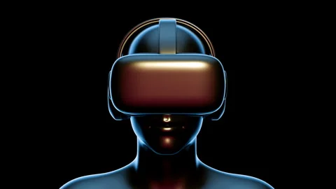 Virtual reality glasses on human head. Stock Footage 258661821