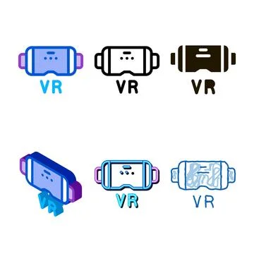 Virtual reality glasses icon vector set outline Ilustración de archivo