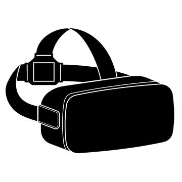 Virtual reality glasses isolated on white background, black silhouette style  Stock Illustration