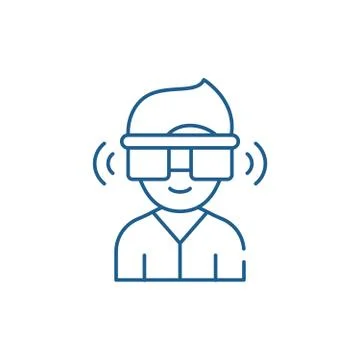 Virtual reality glasses line icon concept. Virtual reality glasses flat vector Stock Illustration